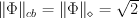 \|\Phi\|_{cb} = \|\Phi\|_{\diamond} = \sqrt{2}